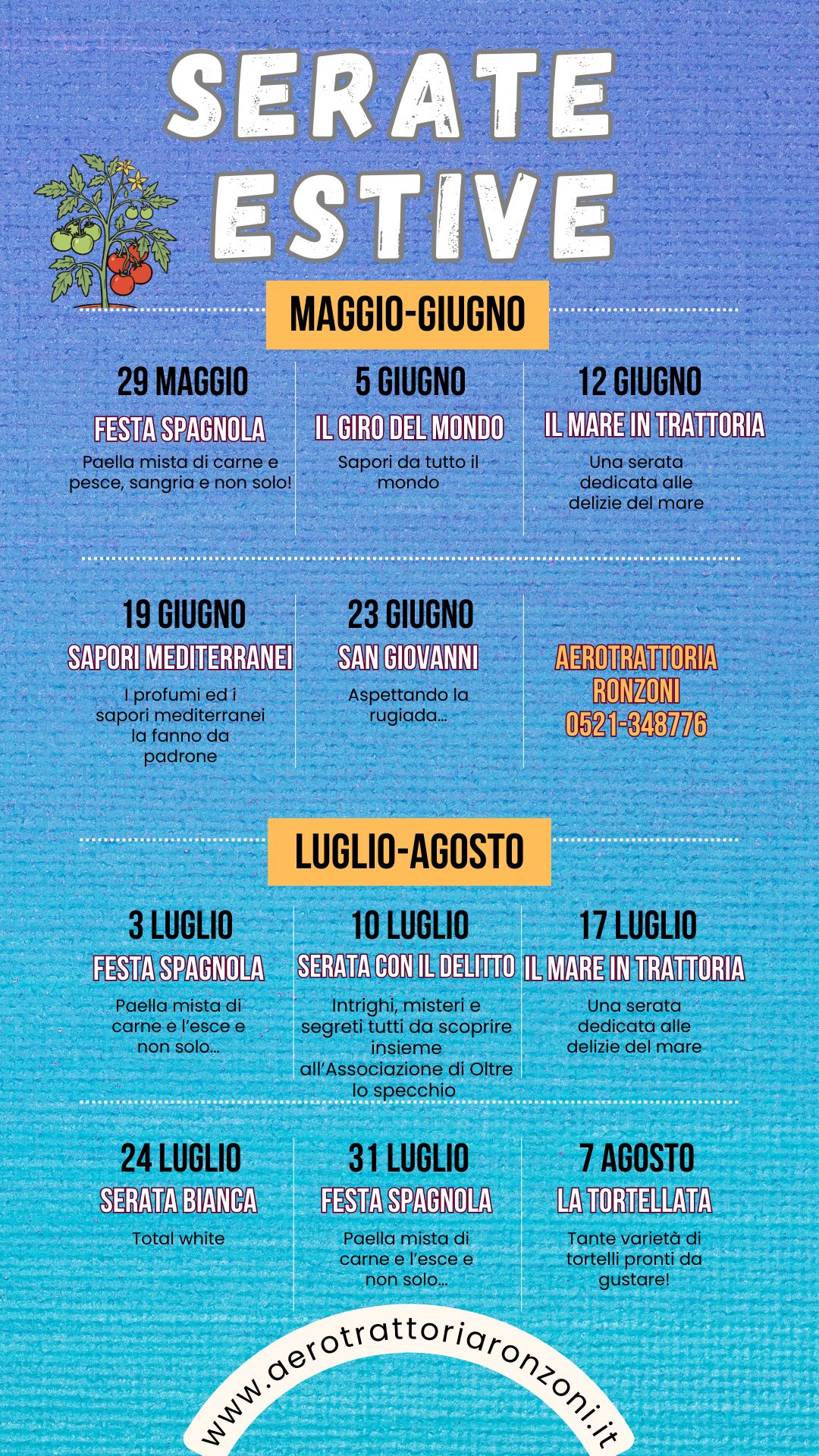Serate Estive all'Aerotrattoria Ronzoni